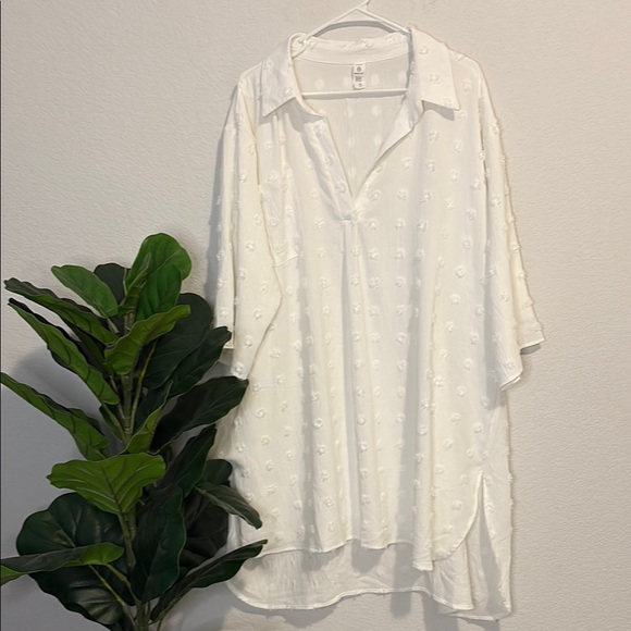 White textured women’s tunic  size XXXL - Picture 1 of 6